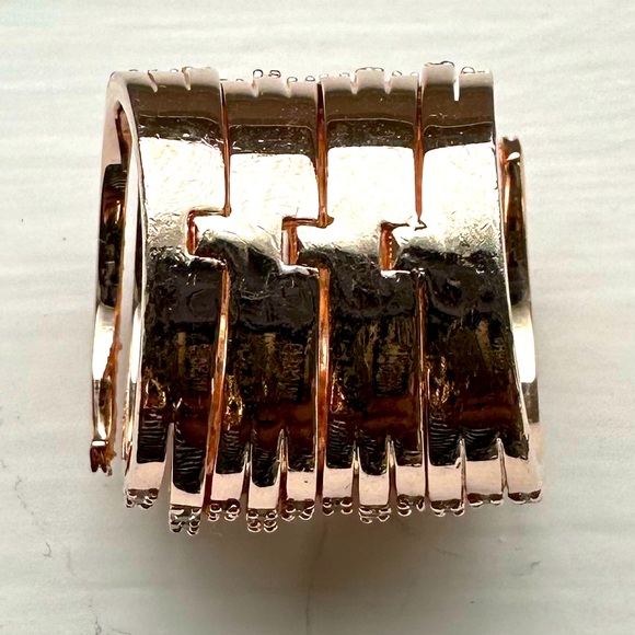 Genuine Silver Rose Gold Plated Four Rings With CZ Connected By Hinges Size 6 - Picture 5 of 7